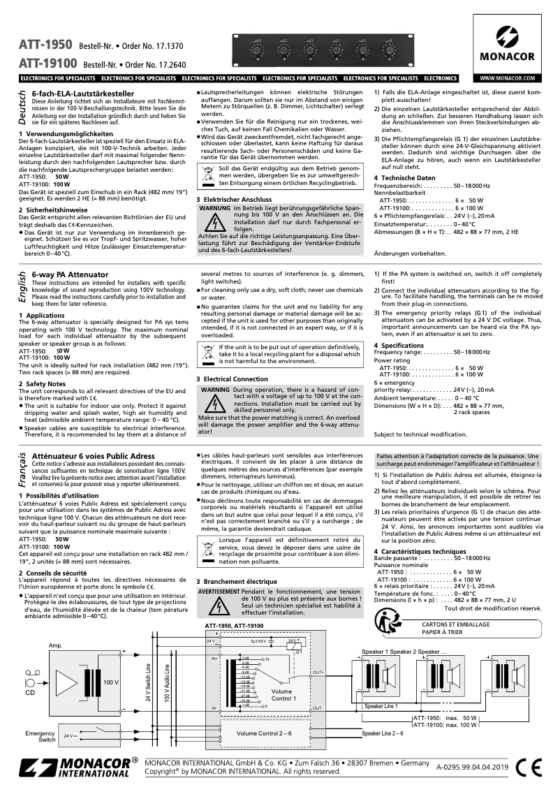 First page image of the manual for ATT-1950