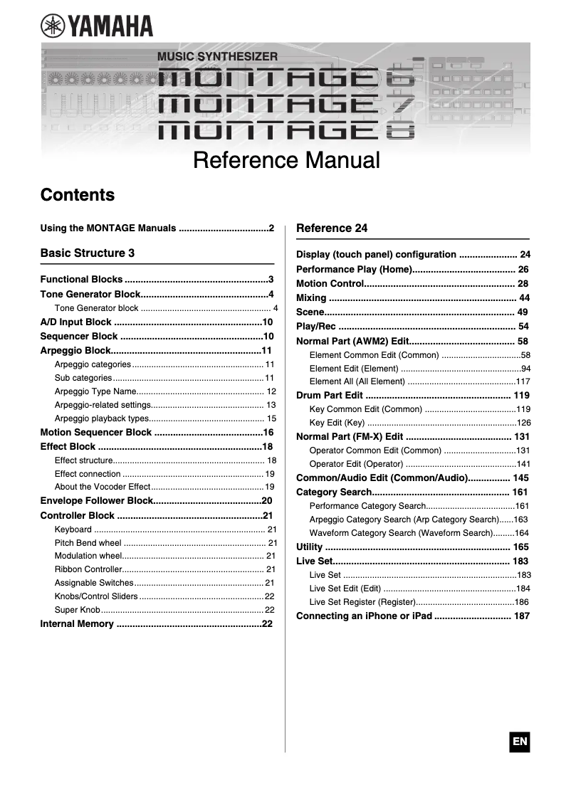 Page 1 of the manual User Manual Yamaha Montage 8