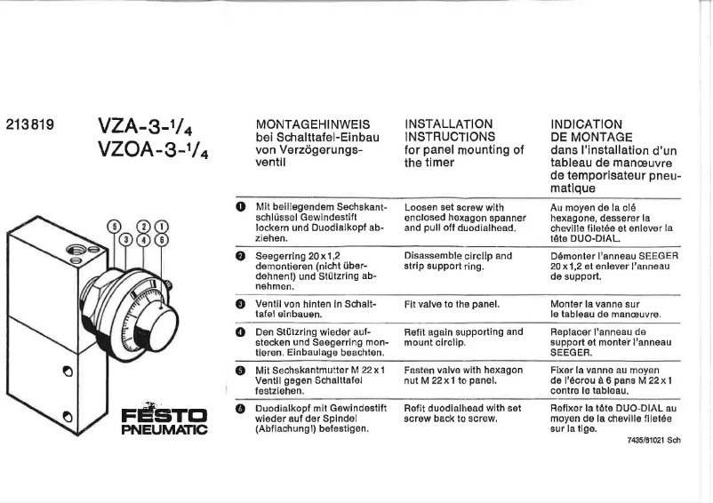 Page 1 of the manual User Manual Festo VZA-3-1/4