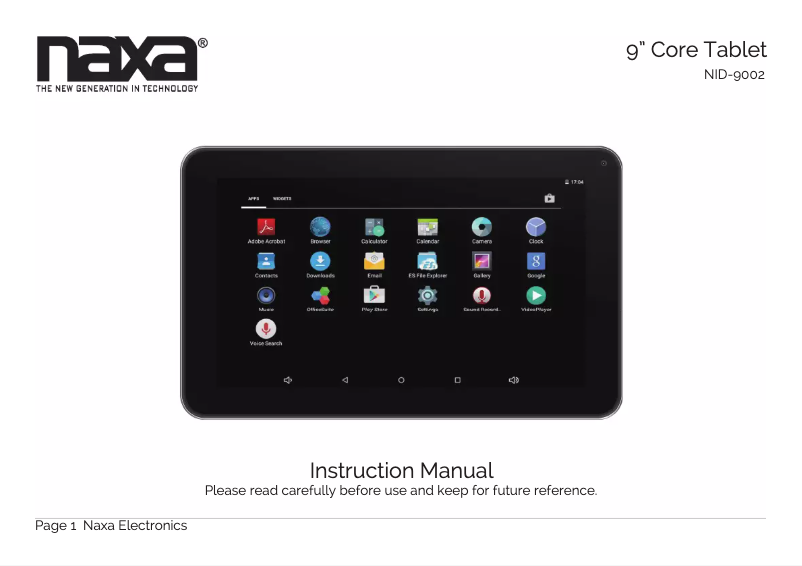 Page 1 of the manual User Manual Naxa NID-9002