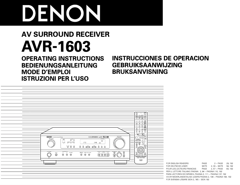 Page 1 of the manual User Manual Denon AVR-683