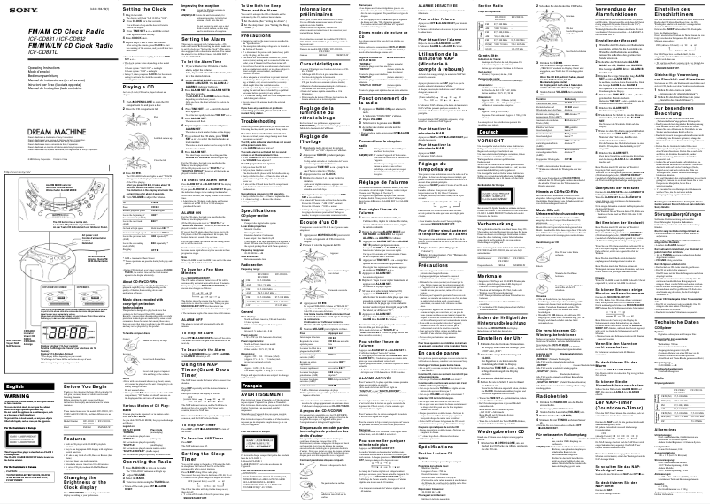 Page 1 of the manual User Manual Sony ICF-CD831