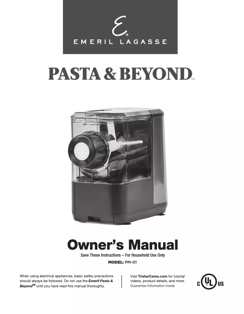 First page image of the manual for Pasta & Beyond PM-01