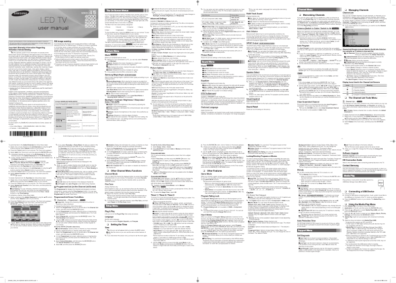 Page 1 of the manual User Manual Samsung UN29F4000AF
