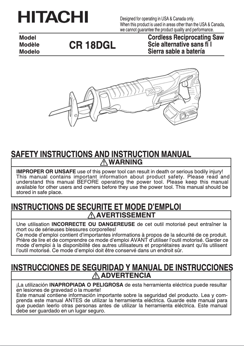 First page image of the manual for CR18DGL