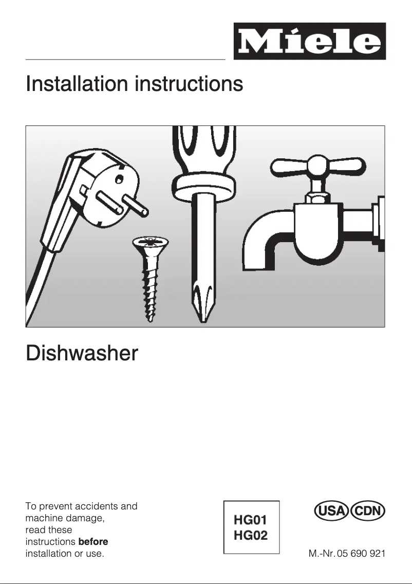 Page 1 of the manual User Manual Miele HG01