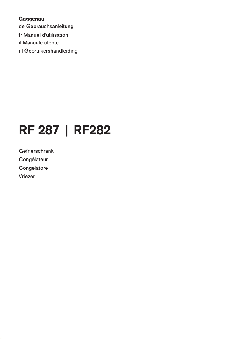 Page 1 of the manual User Manual Gaggenau RF287370