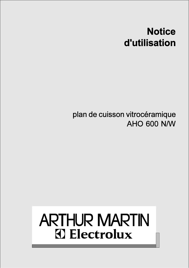 Page 1 of the manual User Manual Arthur Martin-Electrolux AHO600W
