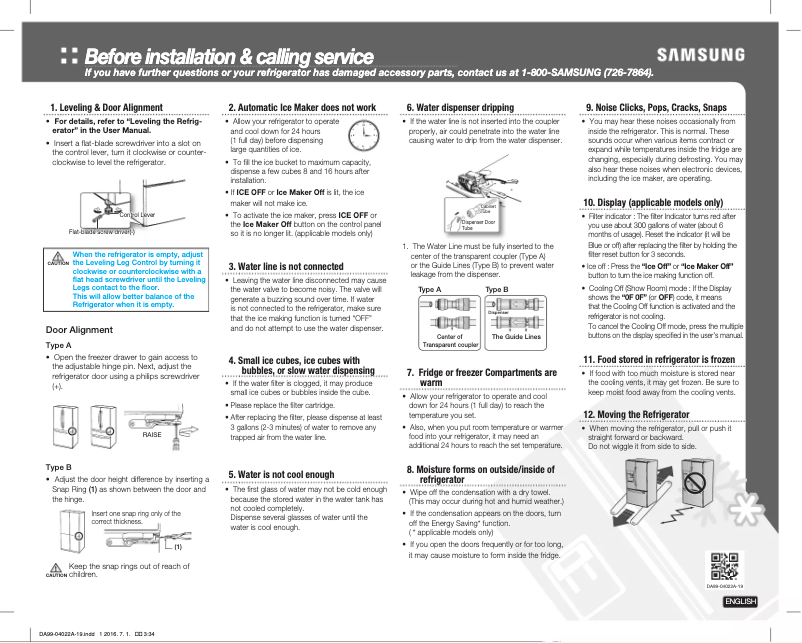 First page image of the manual for RF28N9780SG
