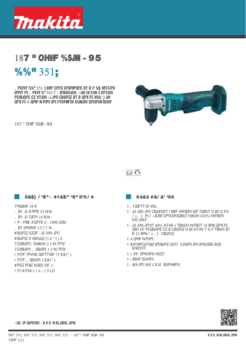 Page 1 of the manual Technical Sheet Makita DDA351