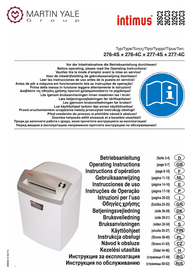 Page 1 of the manual User Manual Intimus 32 CC3