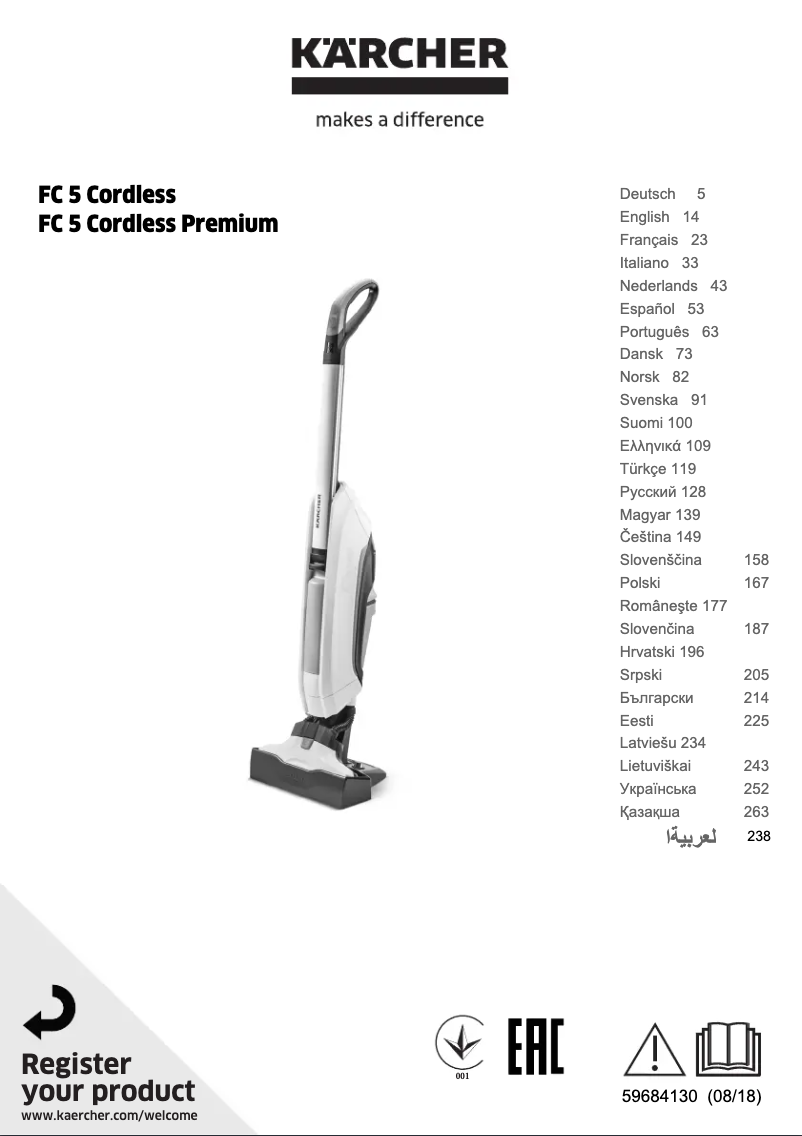 Page 1 de la notice Manuel utilisateur Kärcher FC 5 Cordless Premium