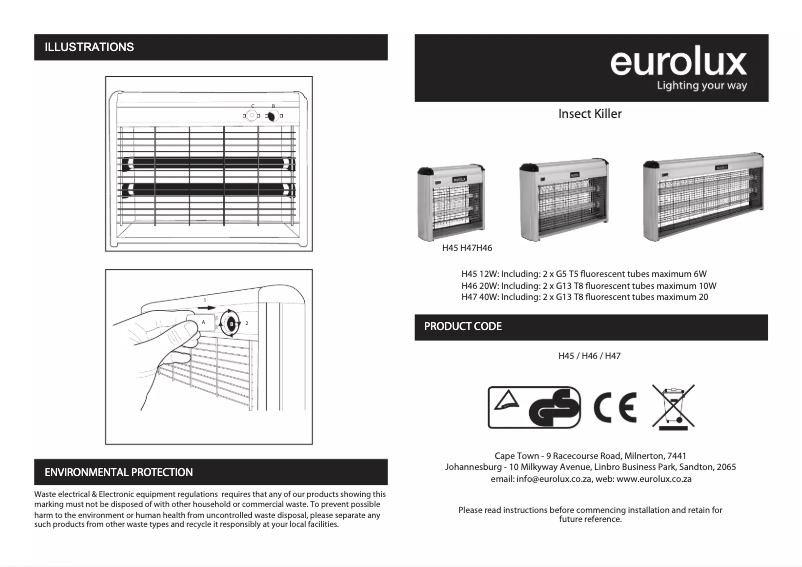 Page 1 of the manual User Manual Eurolux H46