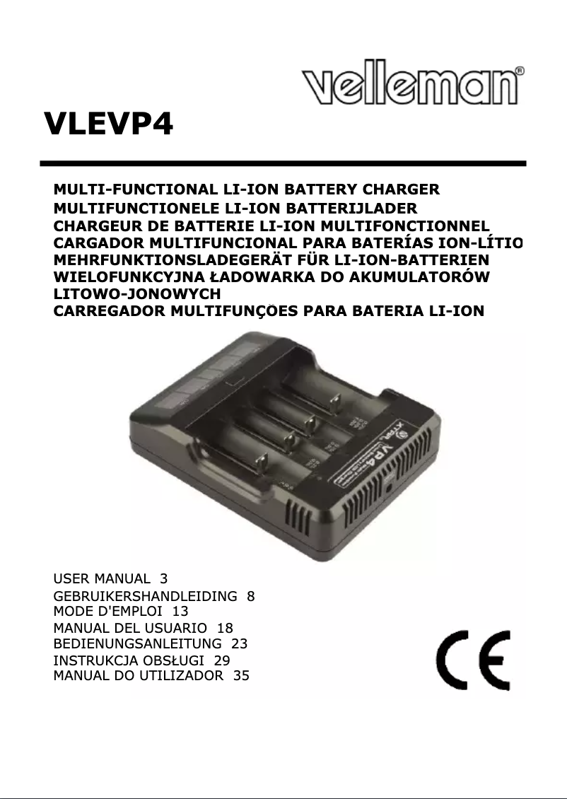 First page image of the manual for VLEVP4