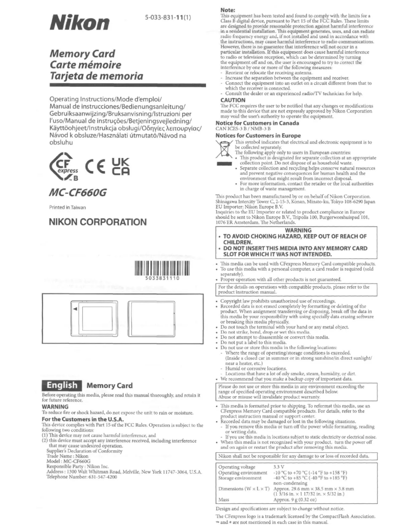 Page 1 of the manual User Manual Nikon MC-CF660G
