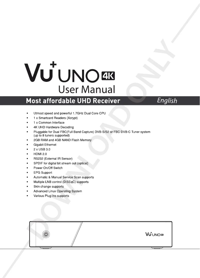 First page image of the manual for Uno 4K