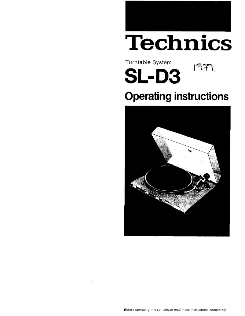 First page image of the manual for SL-D3