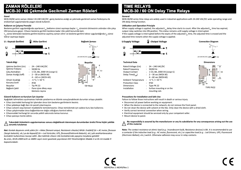 Page 1 of the manual Quick Start Guide ENTES MCB-30