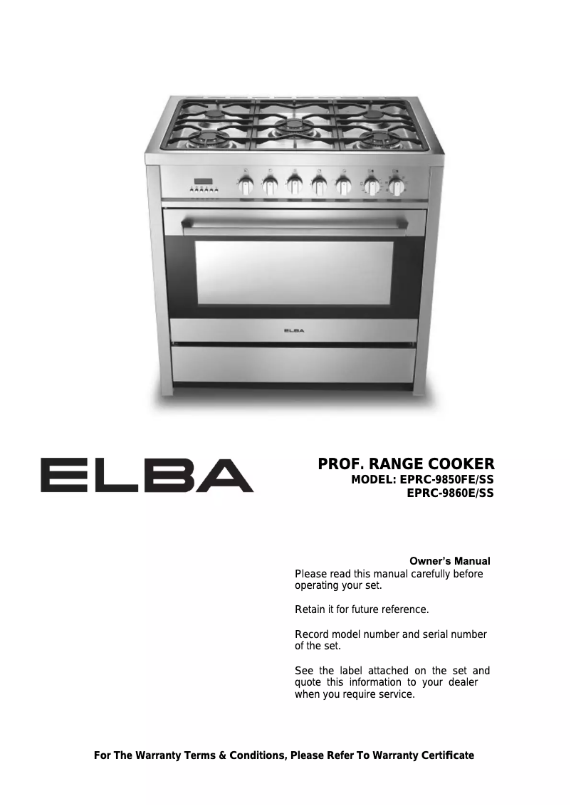 Page 1 of the manual User Manual Elba EPRC-9850FE/SS