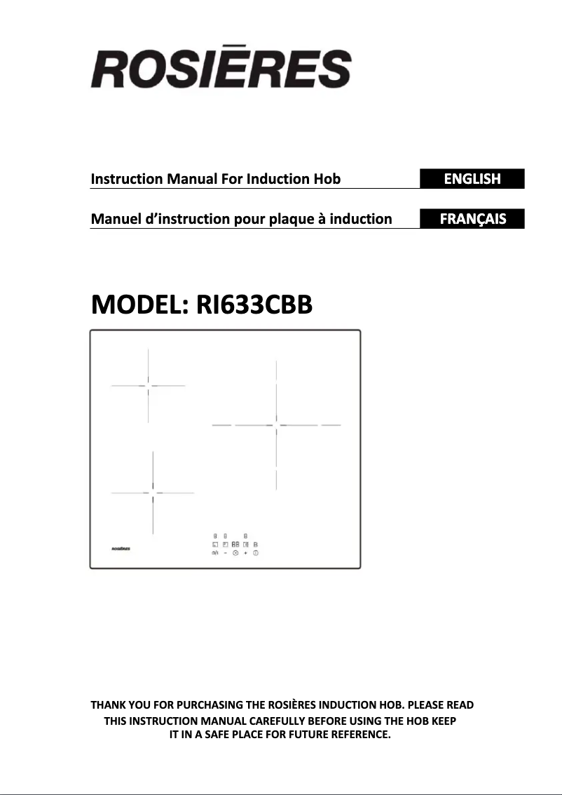 First page image of the manual for RI633CBB