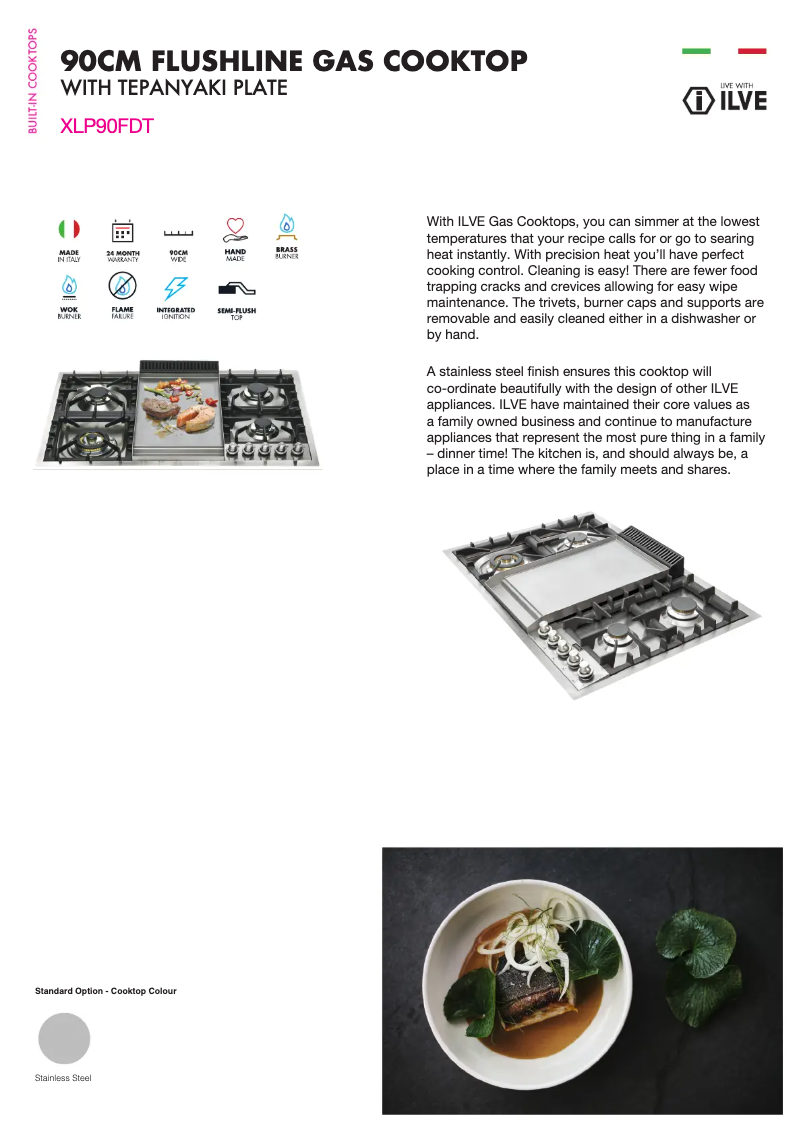 Page 1 of the manual Technical Sheet Ilve XLP90FDT