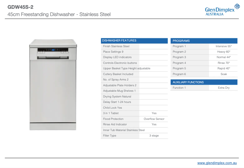 Page 1 of the manual Technical Sheet Euromaid GDW45S-2