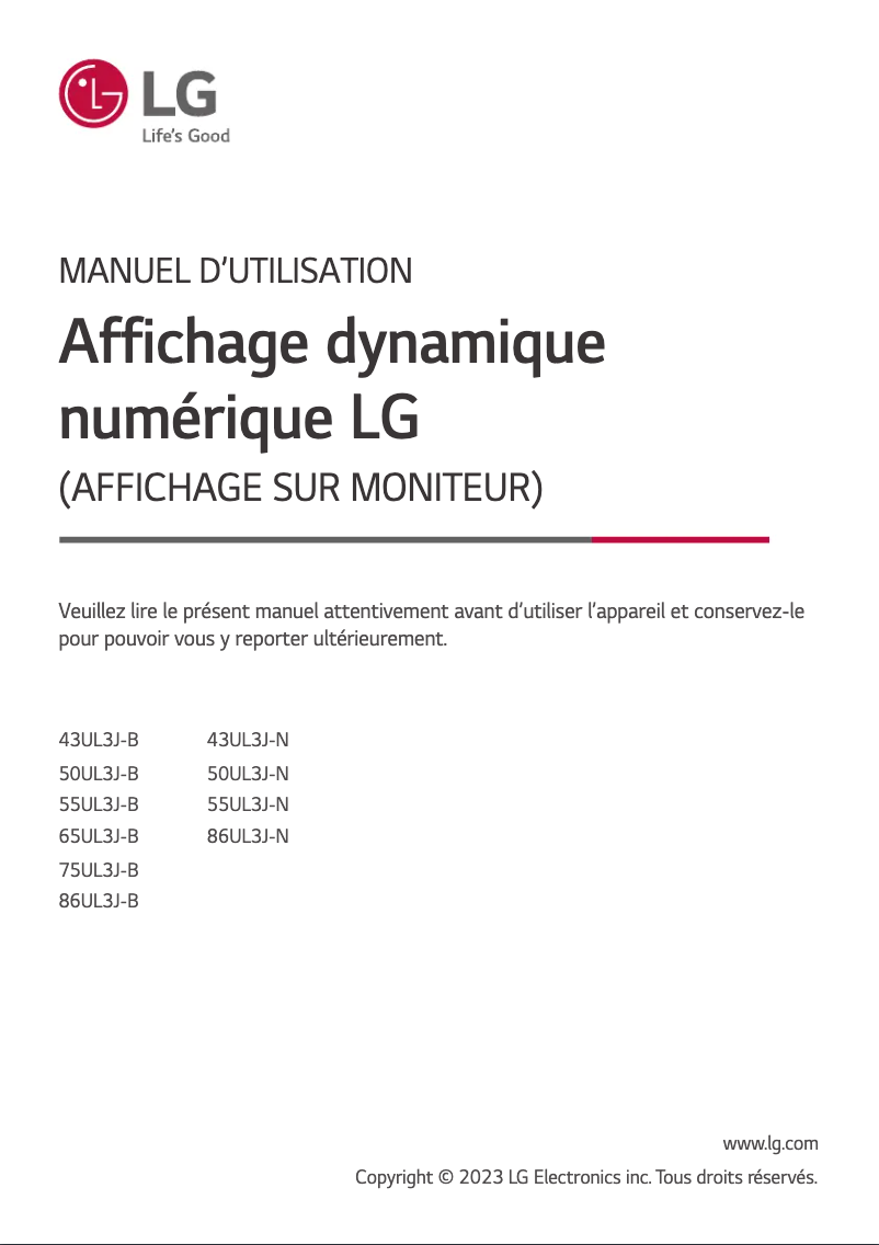 First page image of the manual for 86UL3J-N