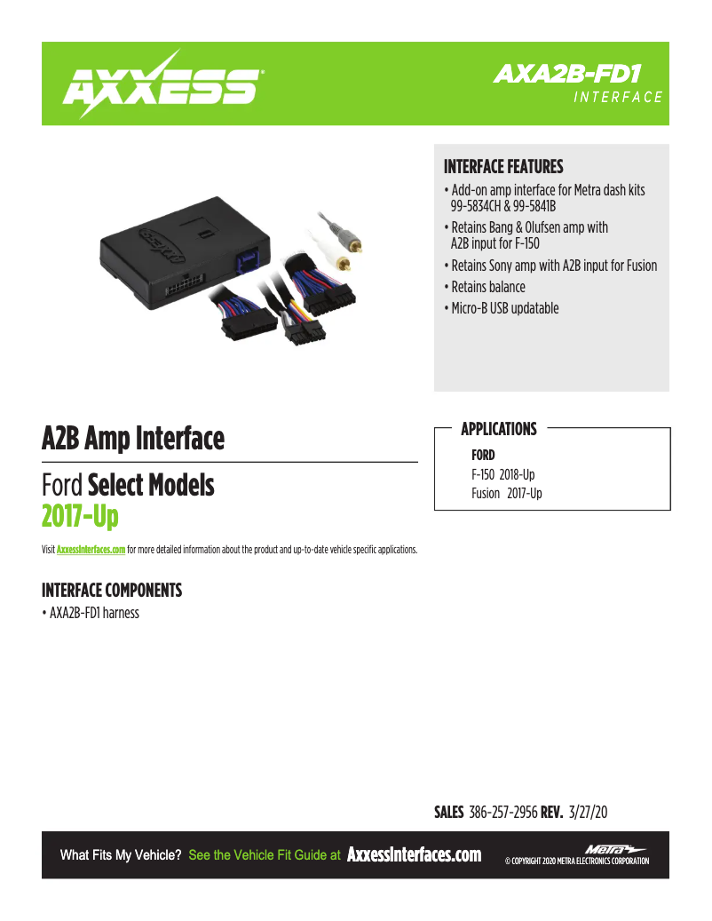 First page image of the manual for AXA2B-FD1