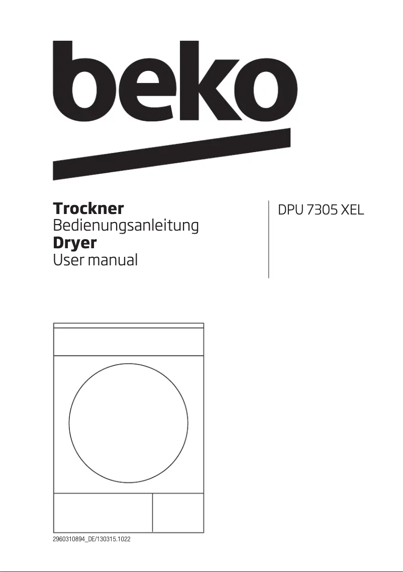 Page 1 of the manual User Manual Beko DPU 7305 XEL
