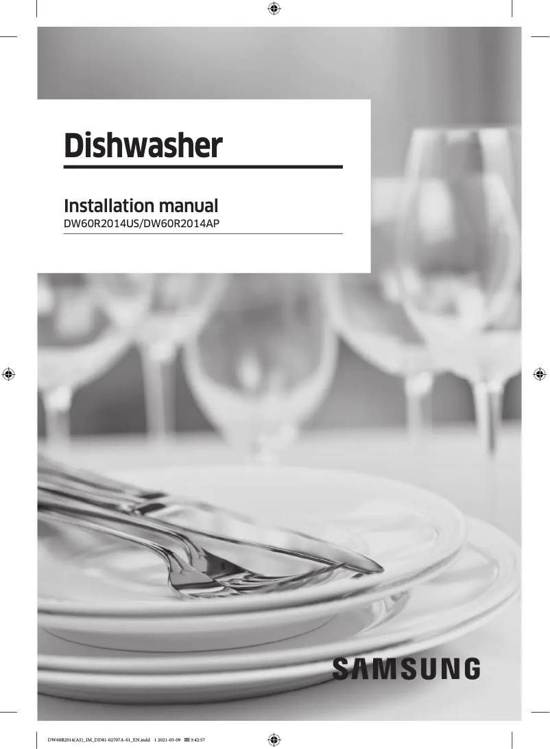 Page 1 of the manual Installation Guide Samsung DW60C7050FG