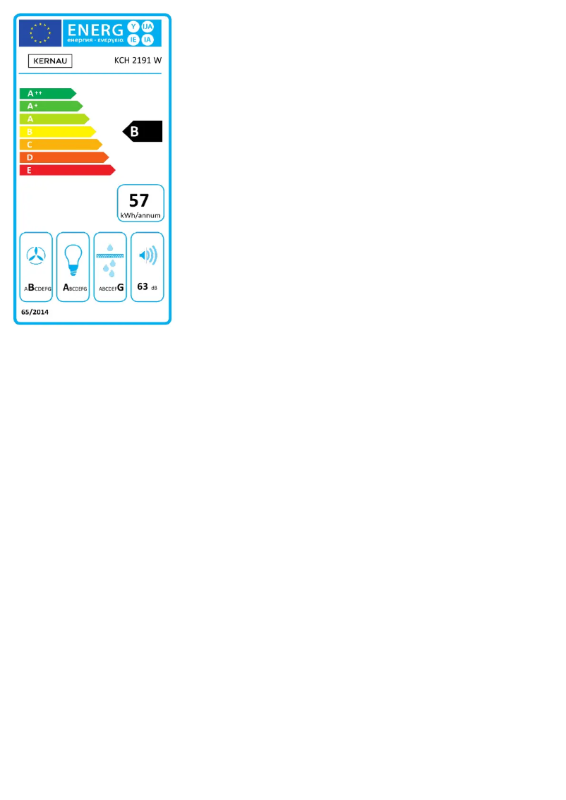 Page 1 of the manual Energy Label Kernau KCH 2191 W