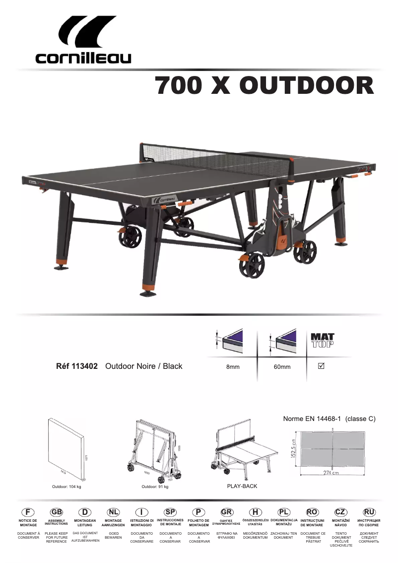 Page 1 of the manual User Manual Cornilleau 700 X Outdoor