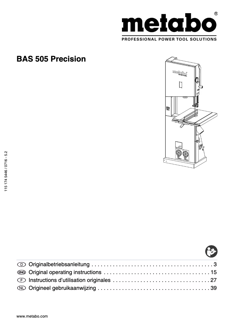 First page image of the manual for BAS 505 Precision