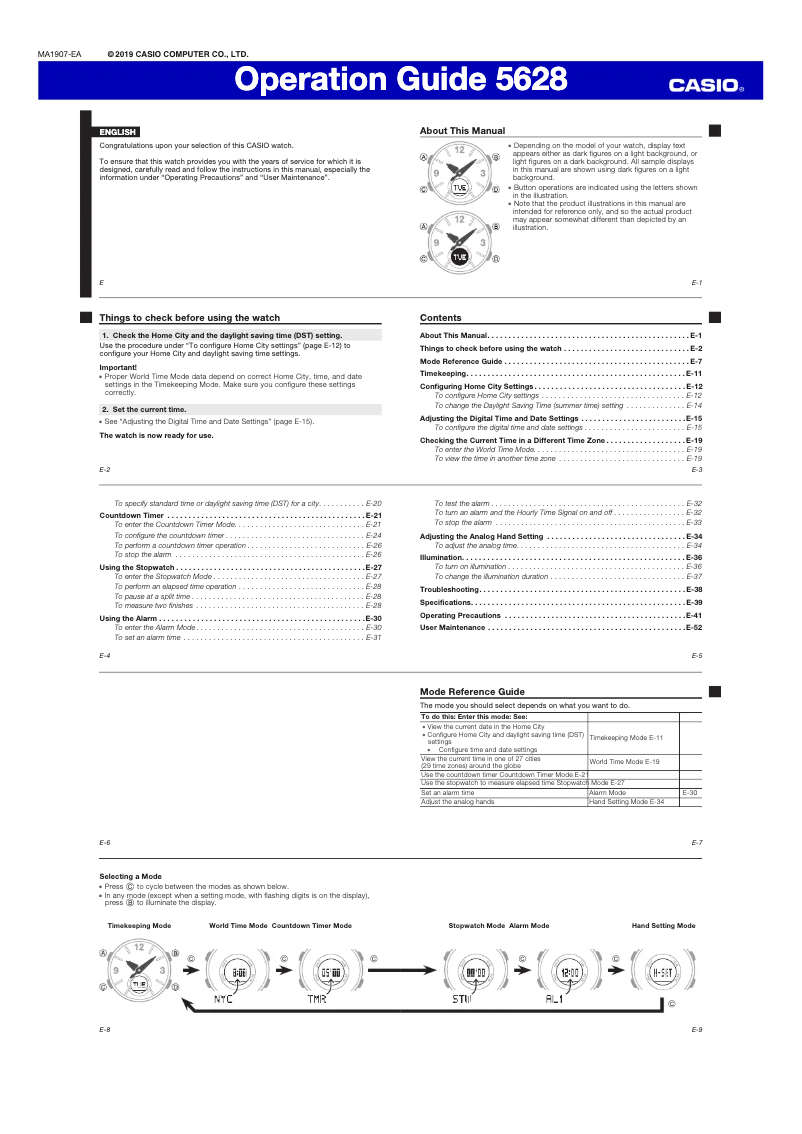 First page image of the manual for Baby-G BGA-260-3AER