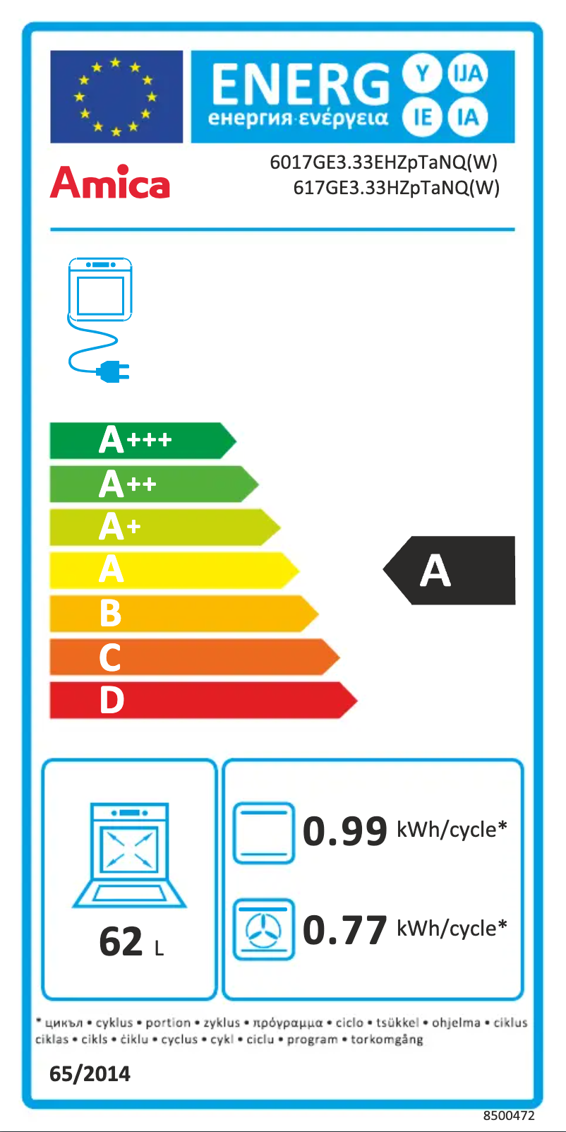 Page 1 of the manual User Manual Amica 617GE3.33HZPTANQ(W)