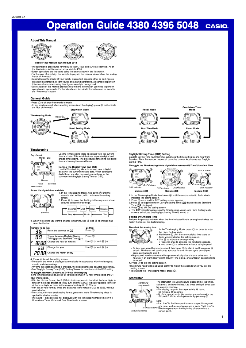 First page image of the manual for AQ-164WD-1AVDF