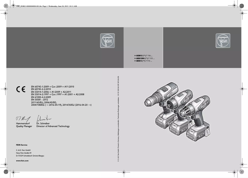 Page 1 of the manual User Manual Fein ASCM 12 QC