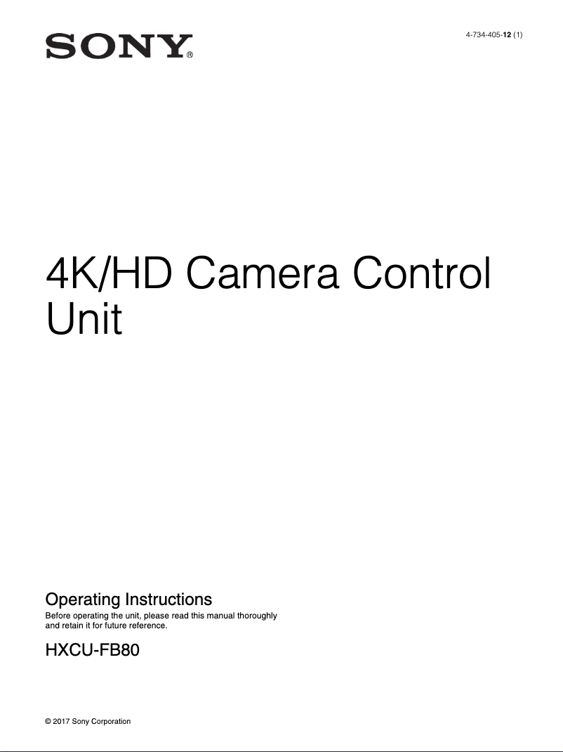 First page image of the manual for HXCU-FB80