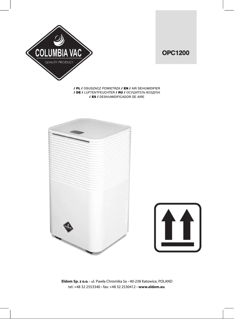 First page image of the manual for ColumbiaVac OPC1200