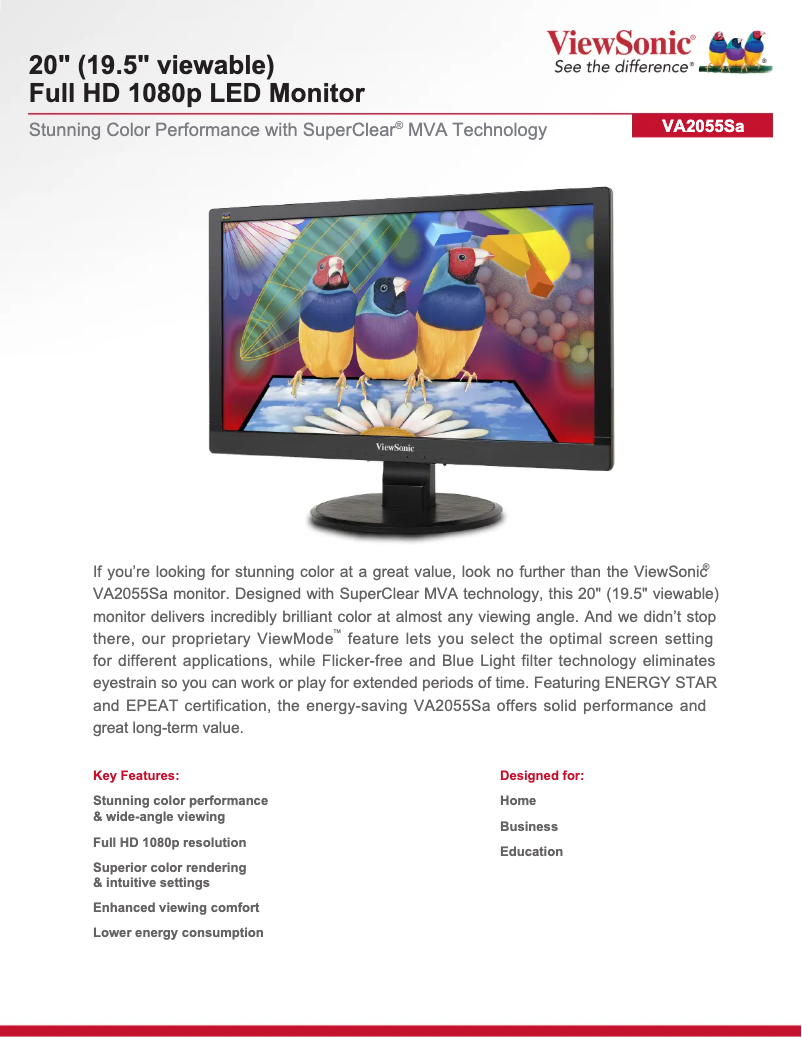 Image de la première page du manuel de l'appareil VA2055Sa