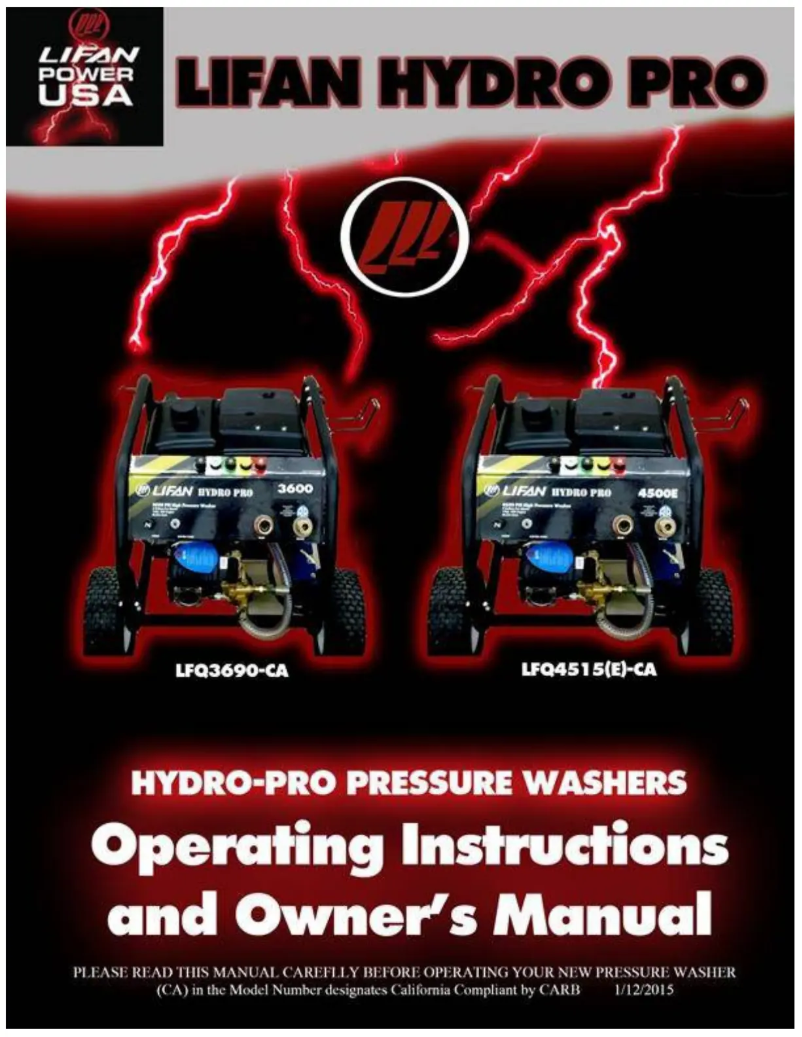 First page image of the manual for Hydro Pro 3600