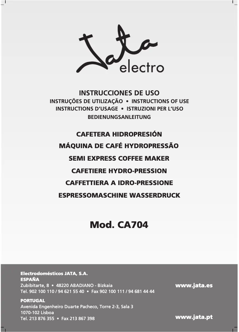 Page 1 of the manual User Manual Jata CA704