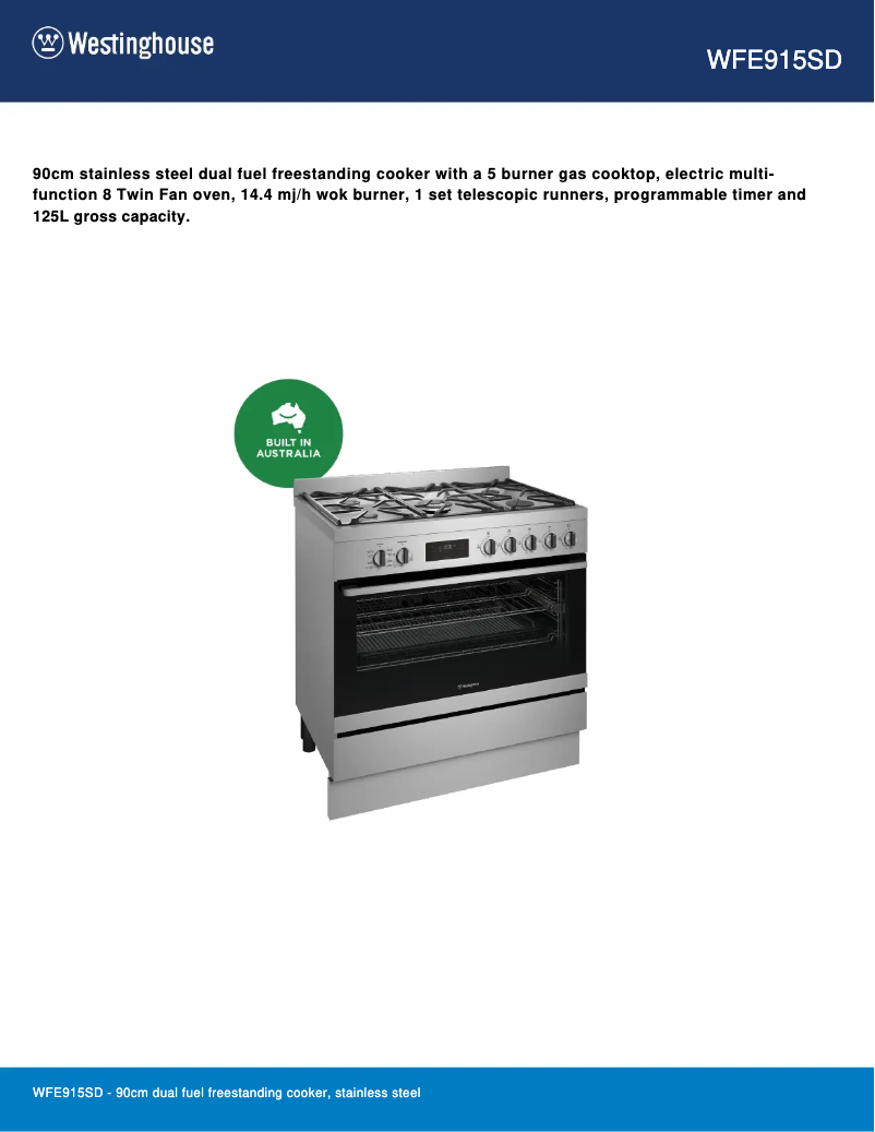 First page image of the manual for WFE915SD