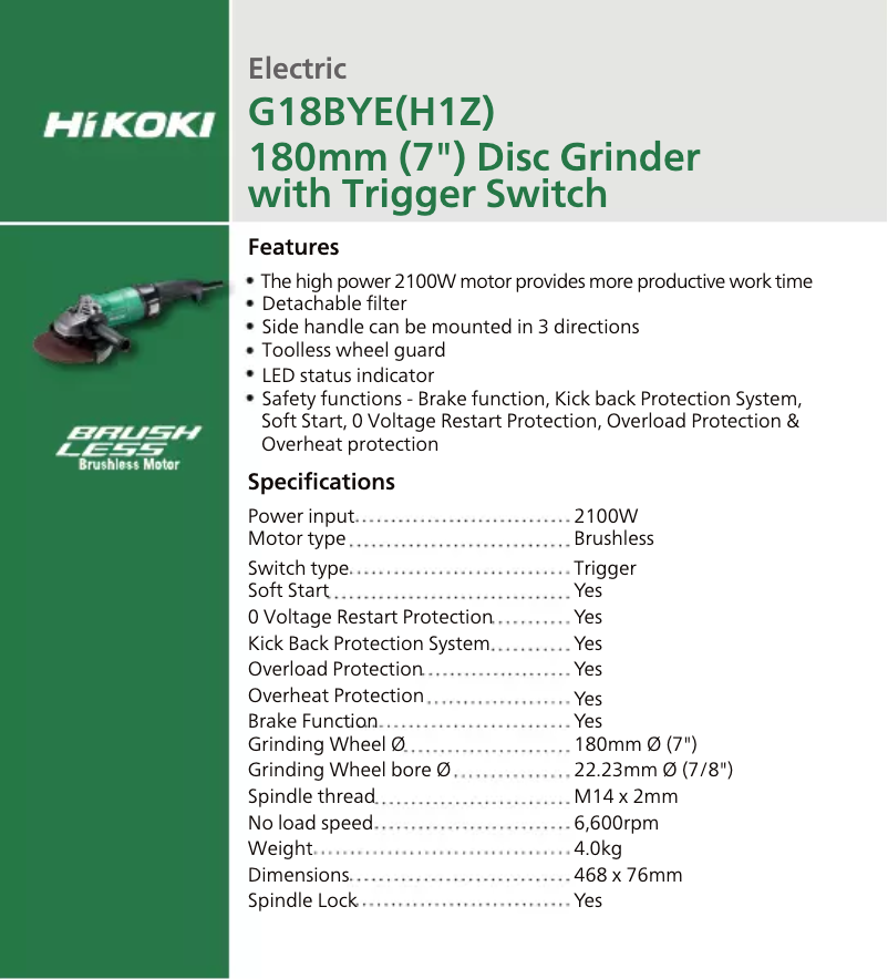 First page image of the manual for G18BYE