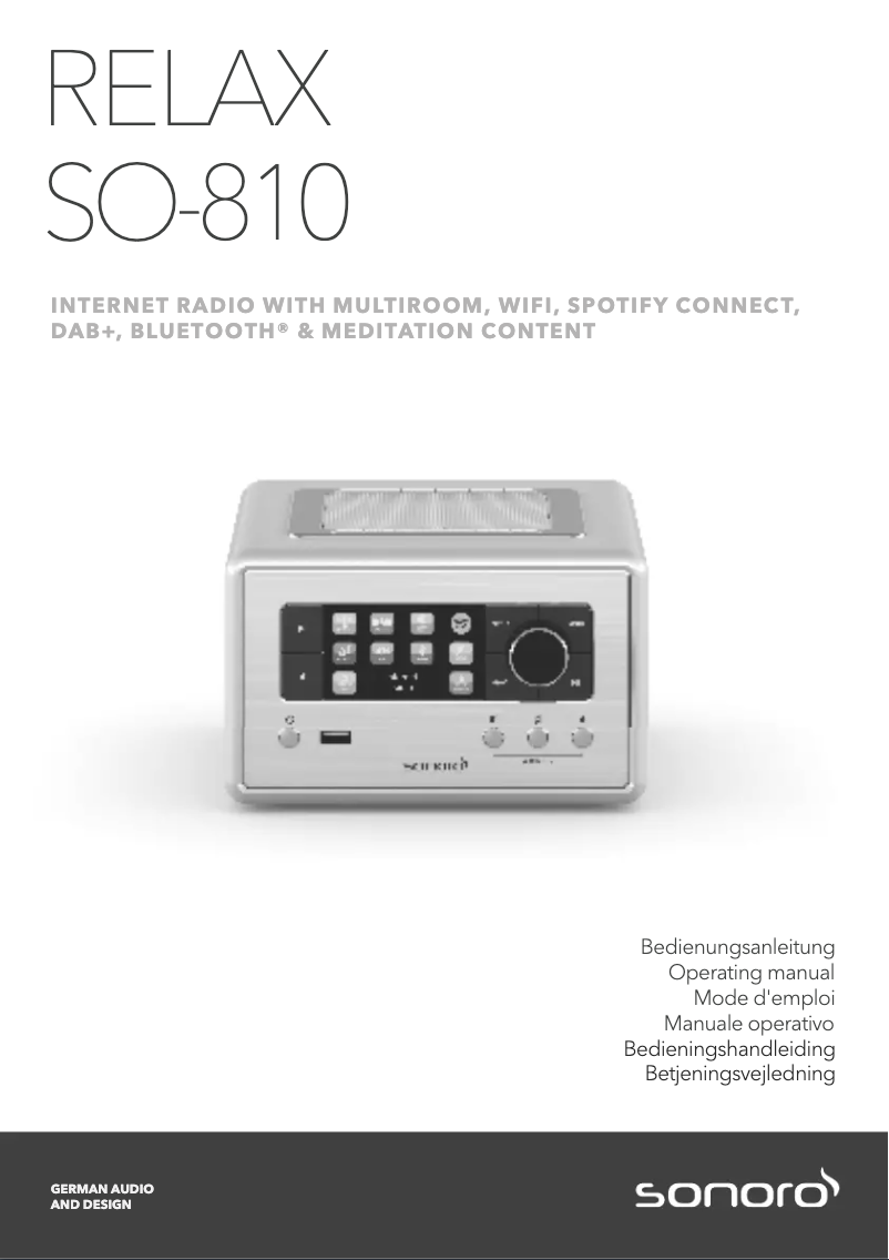 First page image of the manual for Relax SO-810