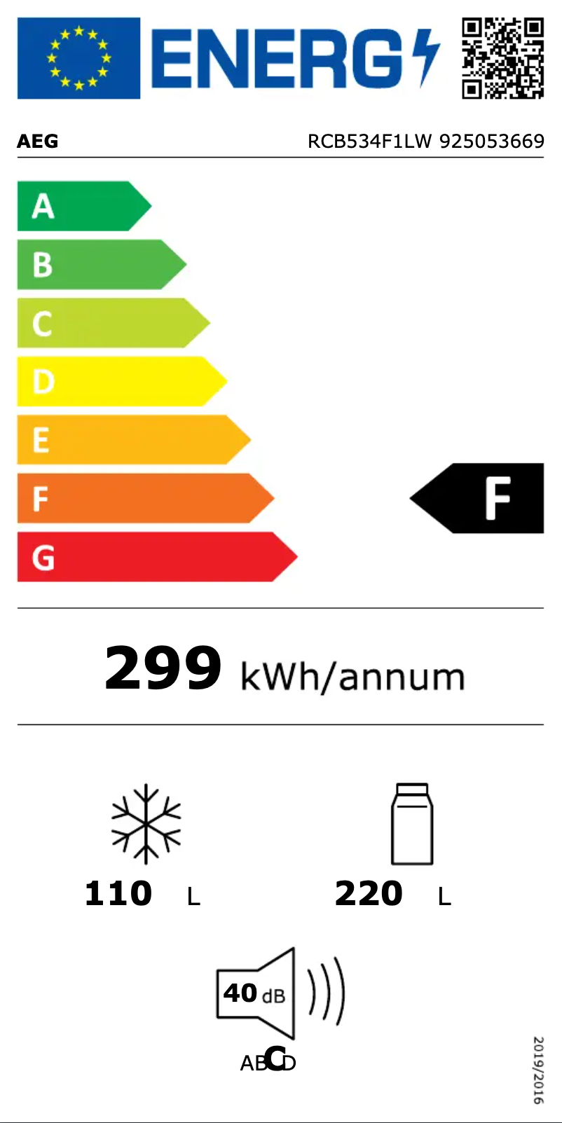 Page 1 of the manual Energy Label AEG RCB534F1LW