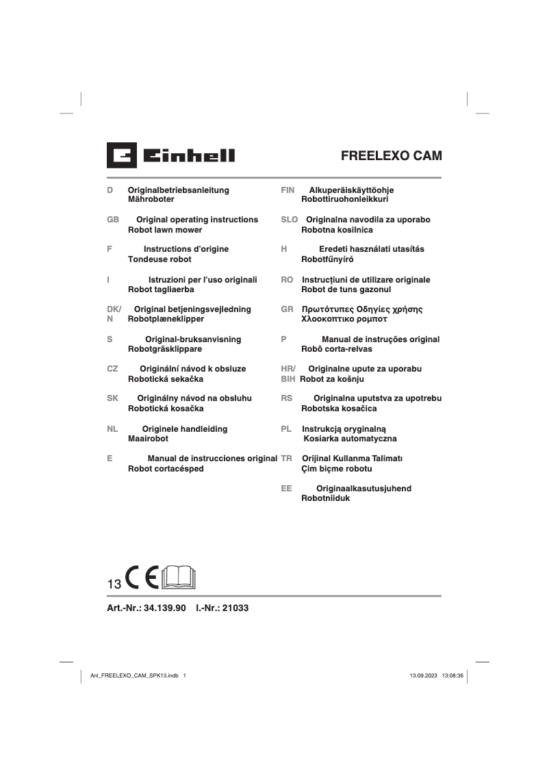 Page 1 of the manual User Manual Einhell FREELEXO CAM 350