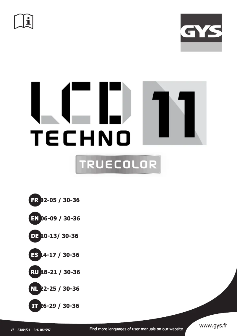 First page image of the manual for LCD Techno 11