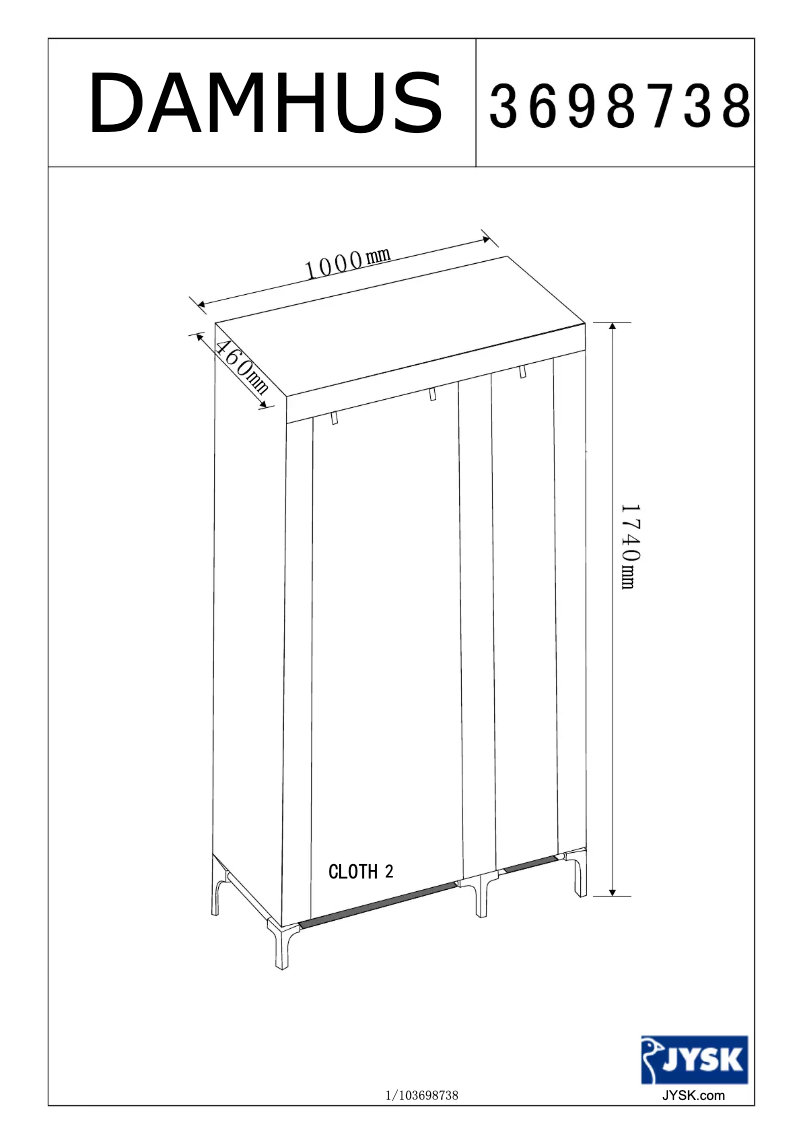 First page image of the manual for Damhus (100x174x46)