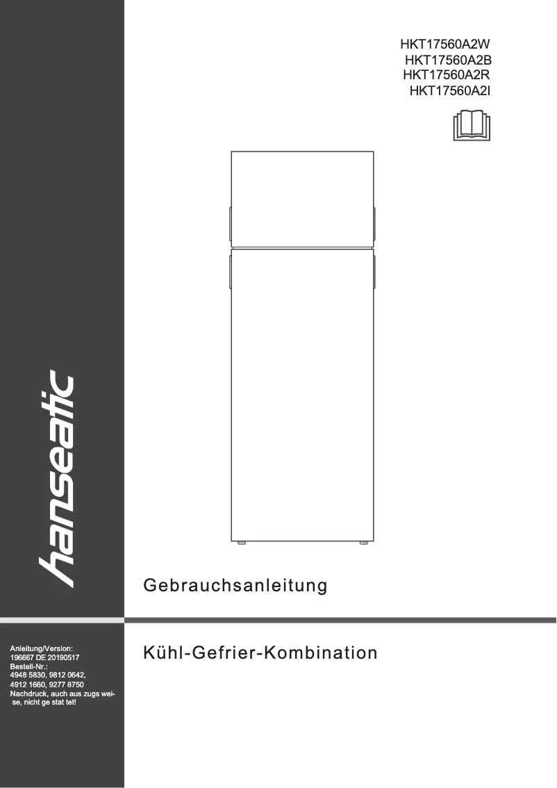 First page image of the manual for HKT17560A2W